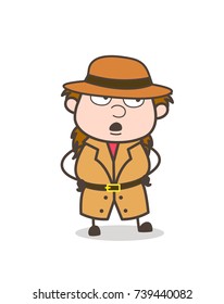 Talking Face - Female Explorer Scientist Cartoon Vector
