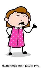 Talking Face Gesture - Retro Office Girl Employee Cartoon Vector Illustration﻿