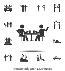 Talking friends at the table icon. Simple glyph, flat vector element of friendship icons set for UI and UX, website or mobile application