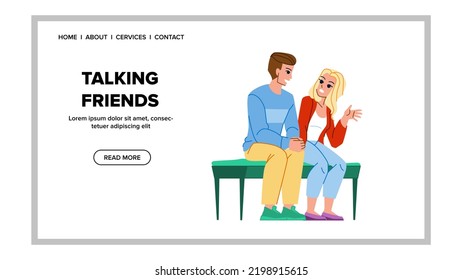 talking friends vector. young happy, friendship fun, women lifestyle, two casual, together talk talking friends character. people flat cartoon illustration