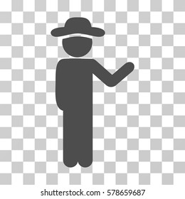 Talking Gentleman icon. Vector illustration style is flat iconic symbol, gray color, transparent background. Designed for web and software interfaces.