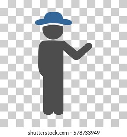 Talking Gentleman icon. Vector illustration style is flat iconic bicolor symbol, cobalt and gray colors, transparent background. Designed for web and software interfaces.
