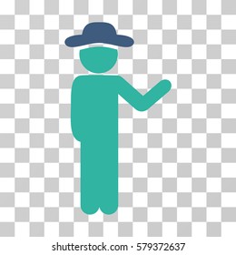 Talking Gentleman icon. Vector illustration style is flat iconic bicolor symbol, cobalt and cyan colors, transparent background. Designed for web and software interfaces.