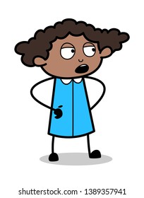 Talking Gesture - Retro Black Office Girl Cartoon Vector Illustration