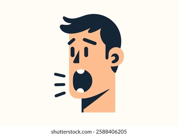 Talking head with clear and measured commanding voice. Voice control icon. Speak or talk recognition linear icon, precise and measured command, sound commander or broadcaster head, vector illustration