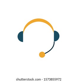 talking headphone flat style icon vector illustration design