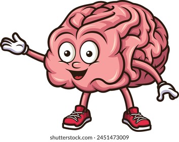 Talking human brain character vector illustration