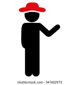 Talking Human Figure vector icon. Style is bicolor flat symbol, intensive red and black colors, rounded angles, white background.
