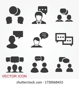 Talking icon. Dialogue, contact, conversational symbols isolated on background.