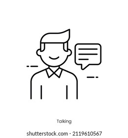 talking icon. Outline style icon design isolated on white background