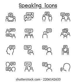 Juego de iconos de conversación en línea delgada