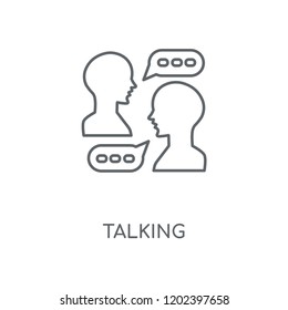 Talking linear icon. Talking concept stroke symbol design. Thin graphic elements vector illustration, outline pattern on a white background, eps 10.