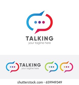 Talking Logo Design. Forum, Online Chat, Messaging And Social Media Logo Concept. Vector Logo Template