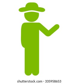 Talking Male vector icon. Style is flat symbol, eco green color, rounded angles, white background.