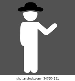 Talking Male vector icon. Style is bicolor flat symbol, black and white colors, rounded angles, gray background.