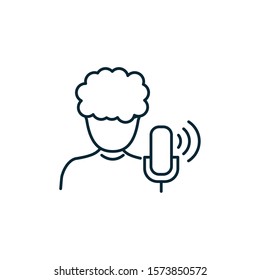 talking man with microphone line style vector illustration design