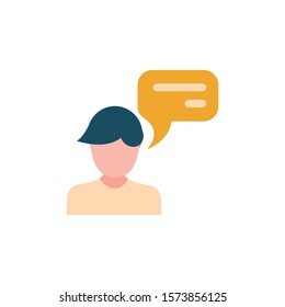talking man with speech bubble flat style vector illustration design