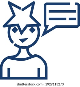 Talking Man with Speech Bubble Line Style Icon, vector illustration for graphic design