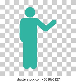 Talking Man vector icon. Illustration style is a flat iconic cyan symbol on a transparent background.