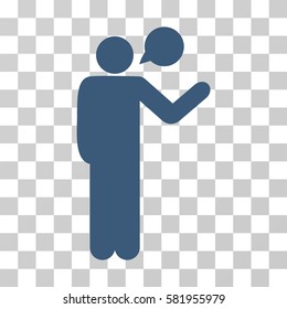 Talking Man vector icon. Illustration style is a flat iconic blue symbol on a transparent background.