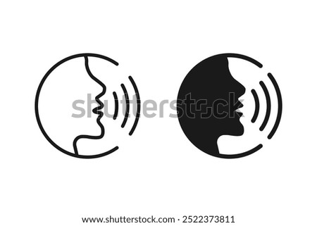 Talking man vector icon set. great for logos and voice control interactions. Flat concept of talking head isolated on white background.