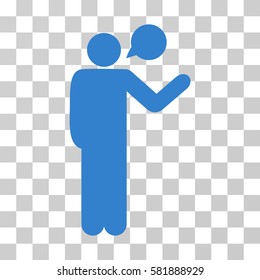 Talking Man vector pictograph. Illustration style is a flat iconic cobalt symbol on a transparent background.