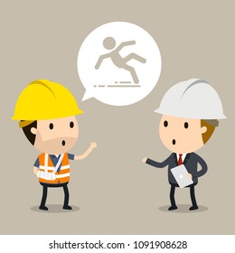 Talking To The Manager About Workplace Safety, Vector Illustration, Safety And Accident, Industrial Safety Cartoon