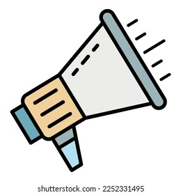 Talking megaphone icon. Outline talking megaphone vector icon color flat isolated on white