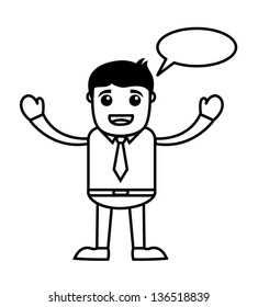 Talking Office Vector Cartoon Character Illustration - Speech Bubble