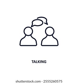talking outline icon.  Thin line icon from communication collection. Editable vector isolated on white background