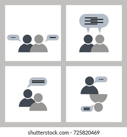 Talking people. Chat icons set. Flat vector illustration