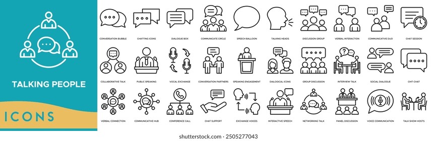 Talking people icon. Conversation Bubble, Chatting Icons, Dialogue Box, Communicate Circle and Speech Balloon