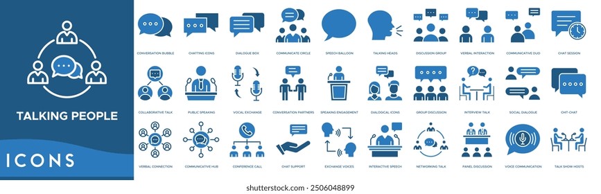 Talking people icon. Conversation Bubble, Chatting Icons, Dialogue Box, Communicate Circle and Speech Balloon