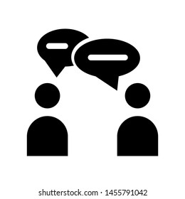Talking People Icon Vector  , Communication Emblem Isolated Illustration , Bubble Chat Speaking Outline Solid Background White
