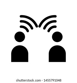 Talking People Icon Vector  , Communication Emblem Isolated Illustration , Bubble Chat Speaking Outline Solid Background White
