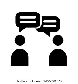 Talking People Icon Vector  , Communication Emblem Isolated Illustration , Bubble Chat Speaking Outline Solid Background White
