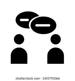 Talking People Icon Vector  , Communication Emblem Isolated Illustration , Bubble Chat Speaking Outline Solid Background White
