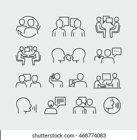 Talking People Line Vector Icons 