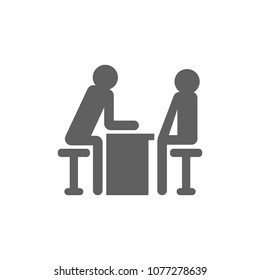 Talking people on table icon in trendy flat style isolated on white background. Symbol for your web site design, logo, app, UI. Vector illustration, EPS
