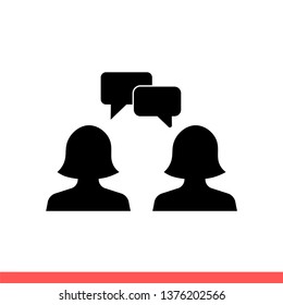 Talking people vector icon, speaking symbol. Simple, flat design for web or mobile app