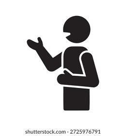 Icono de la persona que habla que hace gestos del discurso de las manos para la enseñanza del diálogo de la conversación y la comunicación Comentarios charla social