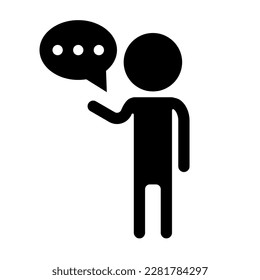 Talking person silhouette icon. Proposal or conversation. Vector.