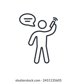 talking phone icon. vector.Editable stroke.linear style sign for use web design,logo.Symbol illustration.