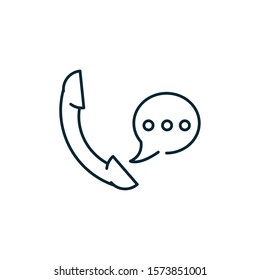 talking phone with speech bubble line style vector illustration design