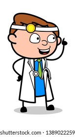 Talking and Pointing - Professional Cartoon Doctor Vector Illustration