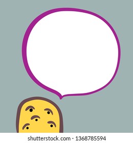 Talking potato and speech bubble hand drawn illustration in cartoon style minimalism