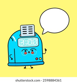 Talking Punch Clock. Cute Cartoon Digital Clock with Speech Bubble.