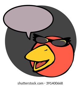 Talking red bird cartoon character