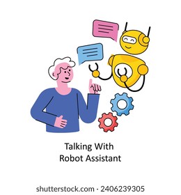 Talking With Robot Assistant vector Filled outline Design illustration. Symbol on White background EPS 10 File 
