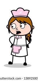 Talking Style - Retro Cartoon Waitress Female Chef Vector Illustration